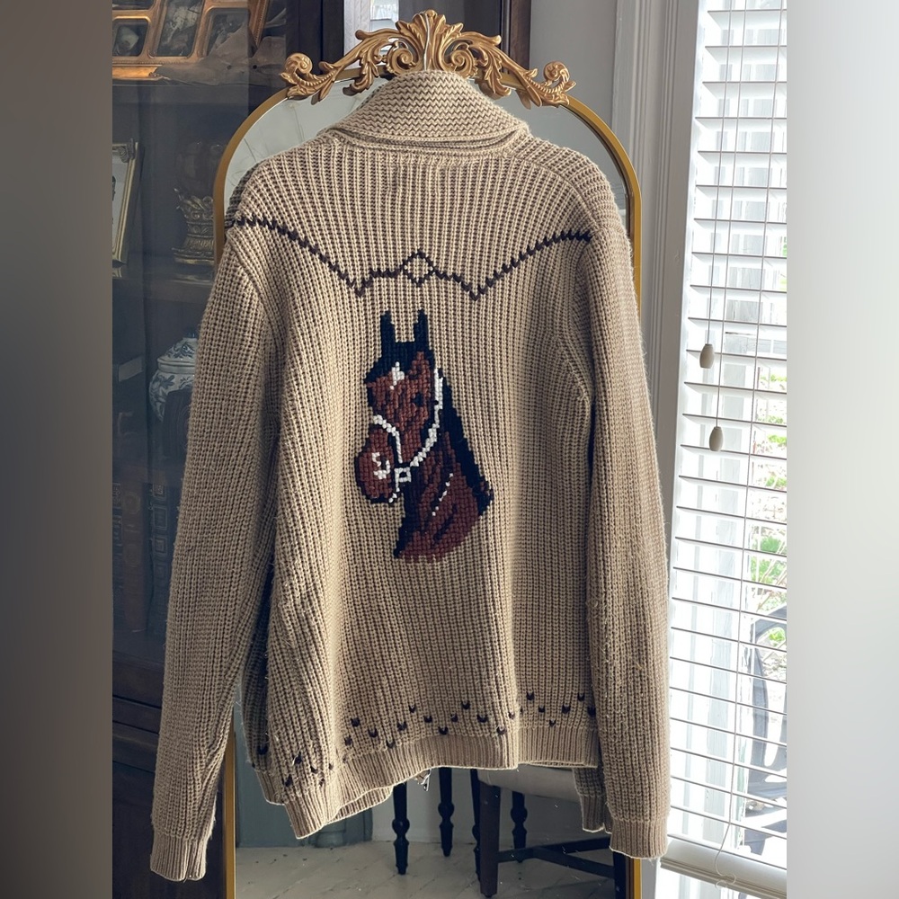 Miller Vintage Horse Cardigan Cowichan Sweater Knit Cowgirl Cowboy Western 70s - Picture 8 of 14